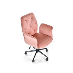 Scaun birou Halmar Tulip, inaltime reglabila 90-100cm, stil glamour, functie blocare, textil, functie balansare, catifea, roz