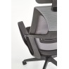 Scaun birou ergonomic Halmar Valdez, inaltime reglabila 116-122cm, tetiera reglabila, plasa/textil, negru/gri