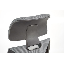 Scaun birou ergonomic Halmar Valdez, inaltime reglabila 116-122cm, tetiera reglabila, plasa/textil, negru/gri