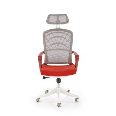 Scaun birou ergonomic Halmar Vesuvio 2, inaltime reglabila 115-121cm, tetiera reglabila, plasa/textil, rosu/alb
