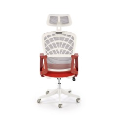 Scaun birou ergonomic Halmar Vesuvio 2, inaltime reglabila 115-121cm, tetiera reglabila, plasa/textil, rosu/alb