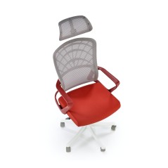 Scaun birou ergonomic Halmar Vesuvio 2, inaltime reglabila 115-121cm, tetiera reglabila, plasa/textil, rosu/alb