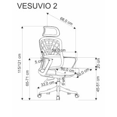 Scaun birou ergonomic Halmar Vesuvio 2, inaltime reglabila 115-121cm, tetiera reglabila, plasa/textil, rosu/alb