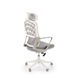 Scaun birou ergonomic Halmar Vesuvio 2, reglabil 115-121cm, stil scandinav, tetiera reglabila, plasa/textil, gri/alb