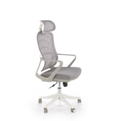 Scaun birou ergonomic Halmar Vesuvio 2, reglabil 115-121cm, stil scandinav, tetiera reglabila, plasa/textil, gri/alb