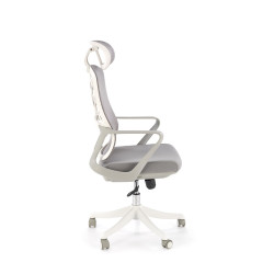 Scaun birou ergonomic Halmar Vesuvio 2, reglabil 115-121cm, stil scandinav, tetiera reglabila, plasa/textil, gri/alb