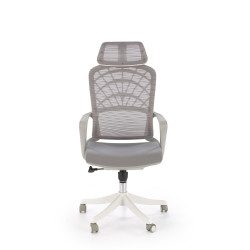 Scaun birou ergonomic Halmar Vesuvio 2, reglabil 115-121cm, stil scandinav, tetiera reglabila, plasa/textil, gri/alb
