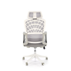 Scaun birou ergonomic Halmar Vesuvio 2, reglabil 115-121cm, stil scandinav, tetiera reglabila, plasa/textil, gri/alb