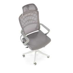 Scaun birou ergonomic Halmar Vesuvio 2, reglabil 115-121cm, stil scandinav, tetiera reglabila, plasa/textil, gri/alb