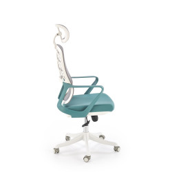 Scaun birou ergonomic Halmar Vesuvio 2, reglabil 115-121cm, stil scandinav, tetiera reglabila, plasa/textil, verde/alb