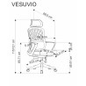 Scaun birou ergonomic Halmar Vesuvio, inaltime reglabila 115-121cm, tetiera reglabila, plasa/textil, negru