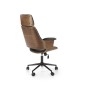 Scaun de birou Halmar Weber, inaltime 112-122 cm, baza metal, functie blocare, functie balansare, piele, negru/maro