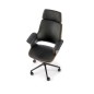 Scaun de birou Halmar Weber, inaltime 112-122 cm, baza metal, functie blocare, functie balansare, piele, negru/maro