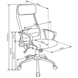 Scaun birou ergonomic Halmar Zoom, inaltime reglabila 113-123cm, plasa/textil, gri