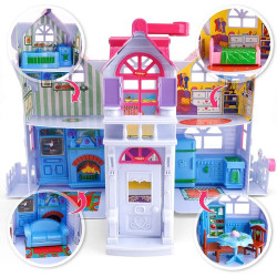 Casuta de papusi, pliabila, familie de papusi, 6 camere, mobilier si accesorii