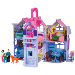Casuta de papusi, pliabila, familie de papusi, 6 camere, mobilier si accesorii