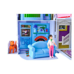 Casuta de papusi, pliabila, familie de papusi, 6 camere, mobilier si accesorii