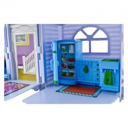 Casuta de papusi, pliabila, familie de papusi, 6 camere, mobilier si accesorii