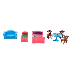 Casuta de papusi, pliabila, familie de papusi, 6 camere, mobilier si accesorii