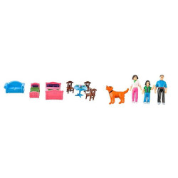 Casuta de papusi, pliabila, familie de papusi, 6 camere, mobilier si accesorii