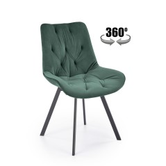 Scaun living Ralph, catifea verde, rotativ 360 grade, stil modern, inaltime 86 cm