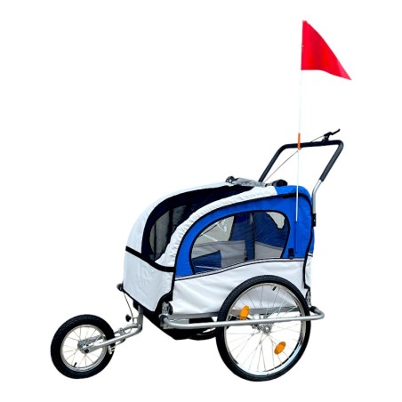 Remorca bicicleta pentru transport copii, 2 locuri, centura siguranta, maner, maxim 40 kg