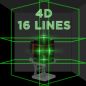 Nivel laser 4D, 16 linii, precizie 360 grade, functie autonivelare, telecomanda, reincarcabil, IP54 Nivel laser 4D, 16 linii, precizie 360 grade, functie autonivelare, telecomanda, reincarcabil, IP54
