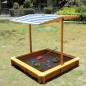Lada de nisip pentru copii, acoperis parasolar ajustabil, rotativ la 180 grade, 120x120x20 cm, lemn Lada de nisip pentru copii, acoperis parasolar ajustabil, rotativ la 180 grade, 120x120x20 cm, lemn