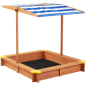 Lada de nisip pentru copii, acoperis parasolar ajustabil, rotativ la 180 grade, 120x120x20 cm, lemn Lada de nisip pentru copii, acoperis parasolar ajustabil, rotativ la 180 grade, 120x120x20 cm, lemn