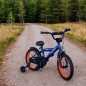 Bicicleta 16 inch, roti ajutatoare, cadru otel 23 cm, ghidon reglabil, frane fata V-Brake, albastru/portocaliu Bicicleta 16 inch, roti ajutatoare, cadru otel 23 cm, ghidon reglabil, frane fata V-Brake, albastru/portocaliu