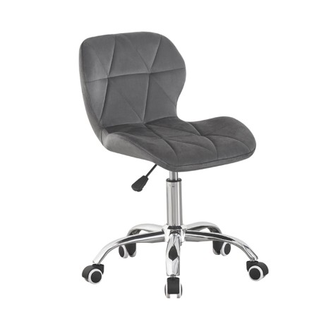 Scaun de birou, stil scandinav, tapiterie din catifea, baza cromata, inaltime reglabila 72-84 cm, gri