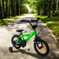 Bicicleta 14 inch, roti ajutatoare detasabile, cadru otel 21.5 cm, manere cauciucate, ghidon/sa reglabile, verde Bicicleta 14 inch, roti ajutatoare detasabile, cadru otel 21.5 cm, manere cauciucate, ghidon/sa reglabile, verde