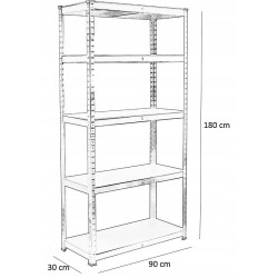 Raft metalic, 5 nivele depozitare, sarcina maxima totala 875 kg,180x90x30 cm