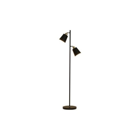 Lampa de podea dubla, finisaj negru-auriu, 2 x bec LED E27, inaltime 155 cm, cadru otel