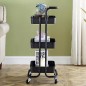 Raft depozitare cu 3 cosuri, roti pivotante, structura metalica, ABS, 45x35x84 cm, negru Raft depozitare cu 3 cosuri, roti pivotante, structura metalica, ABS, 45x35x84 cm, negru