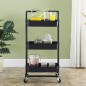 Raft depozitare cu 3 cosuri, roti pivotante, structura metalica, ABS, 45x35x84 cm, negru Raft depozitare cu 3 cosuri, roti pivotante, structura metalica, ABS, 45x35x84 cm, negru