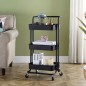 Raft depozitare cu 3 cosuri, roti pivotante, structura metalica, ABS, 45x35x84 cm, negru Raft depozitare cu 3 cosuri, roti pivotante, structura metalica, ABS, 45x35x84 cm, negru