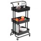 Raft depozitare cu 3 cosuri, roti pivotante, structura metalica, ABS, 45x35x84 cm, negru Raft depozitare cu 3 cosuri, roti pivotante, structura metalica, ABS, 45x35x84 cm, negru