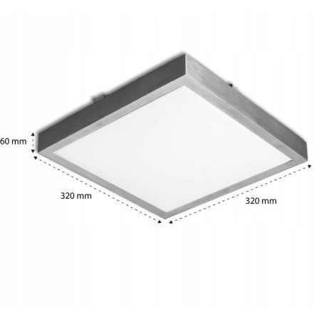 Plafoniera LED, 32x32 cm, diode SMD, 18W, 4000K, 1260 lm, IP44, baza otel