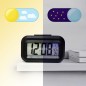 Ceas digital multifunctional, afisaj ora, data, temperatura, alarma, snooze, iluminare nocturna, negru