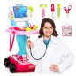 Kit medical pentru copii, 18 piese, carucior cu EKG, stetoscop, otoscop, bisturiu, foarfece, sunete si lumini, inaltime 58 cm Kit medical pentru copii, 18 piese, carucior cu EKG, stetoscop, otoscop, bisturiu, foarfece, sunete si lumini, inaltime 58 cm