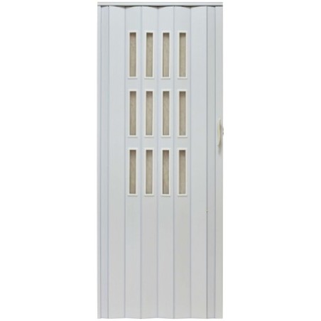 Usa de interior plianta cu geam tip acordeon, 203x100cm, stejar alb, 6mm
