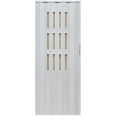 Usa de interior plianta cu geam tip acordeon, 203x90cm, stejar alb, 6mm