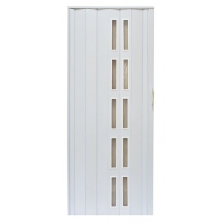 Usa de interior plianta cu geam tip acordeon, 203x100cm, stejar alb mat, 6mm