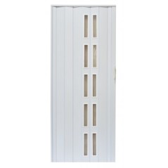 Usa de interior plianta cu geam tip acordeon, 203x80cm, stejar alb mat, 6mm