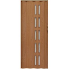 Usa de interior plianta cu geam tip acordeon, 203x100cm, nuc mat, 6mm