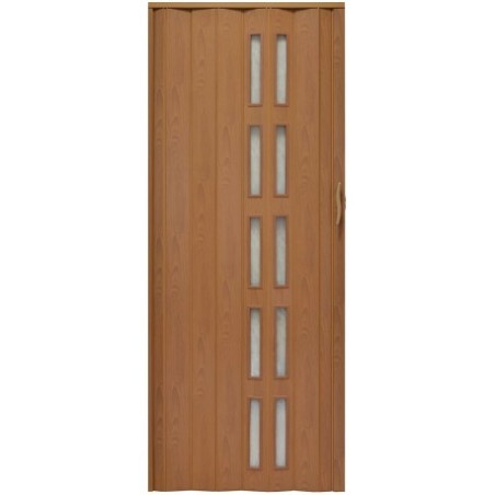 Usa de interior plianta cu geam tip acordeon, 203x100cm, nuc mat, 6mm