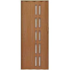 Usa de interior plianta cu geam tip acordeon, 203x100cm, nuc mat, 6mm