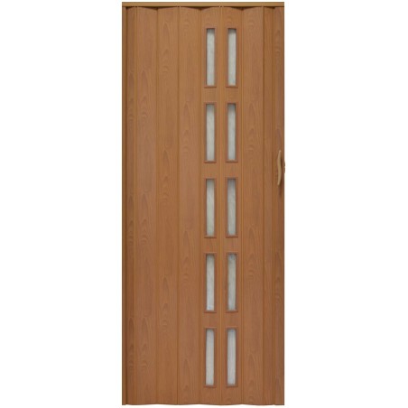 Usa de interior plianta cu geam tip acordeon, 203x100cm, nuc mat, 6mm