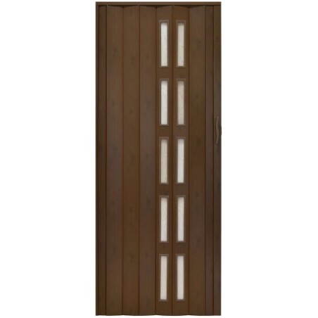 Usa de interior plianta cu geam tip acordeon, 203x80cm, wenge mat, 6mm